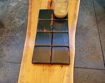 Set of 4 Burnt Wood Coasters | Rustic Home Decor, Drinkware