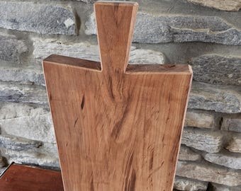 Handmade Cherry Wood Butcher Block Cutting Board with Handle | Rustic Farmhouse Kitchen Decor
