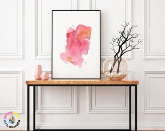 REFRESH | Abstracte Aquarel Afdrukbare Wall Art ROZE ORANJE Neutrale Boho Art Digitale Downloadbare Instant Download Woonkamer Kunst
