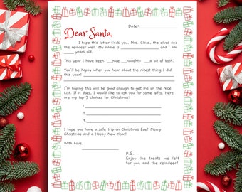 Cheerful Printable Letter to Santa with Envelope, Letter to Santa with Envelope; Letter to Santa Kit, Instant download letter to santa Kit