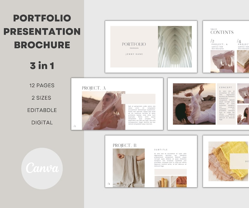 Portfolio Template | Presentation | Brochure | Modern Photo book | Editable and Printable - Two Sizes image 6