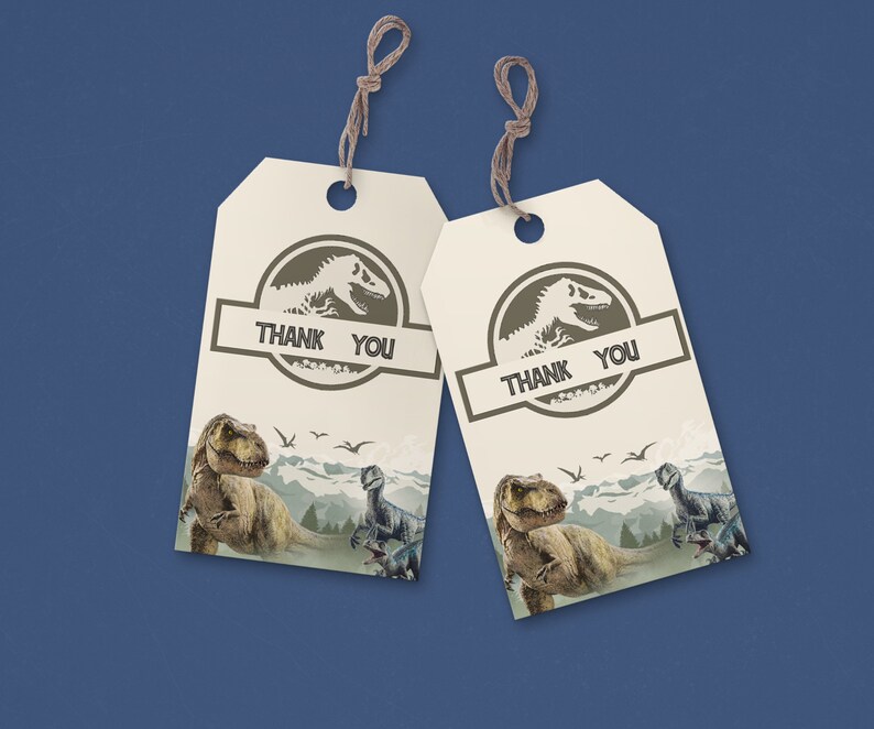 Jurassic World Thank You Tag Dinosaur Party Jurassic Park - Etsy