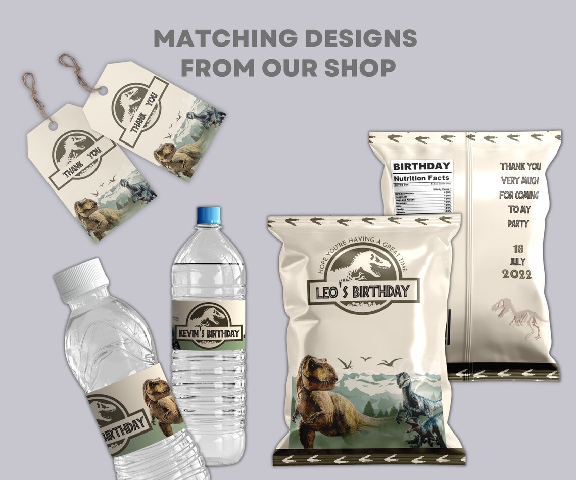 Jurassic World Thank You Tag Dinosaur Party Jurassic Park - Etsy