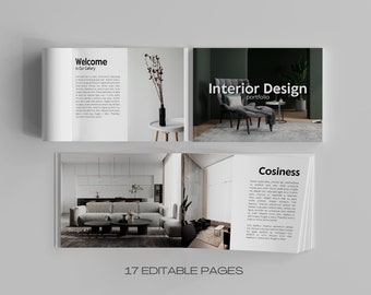 Interior Design Portfolio Template | Architecture Presentation | Photo book | Editable and Printable Canva Template