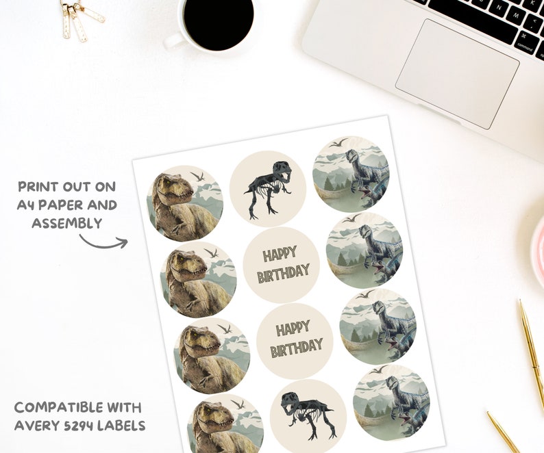 Jurassic World Cupcake Toppers Dinosaur Theme Party Round - Etsy