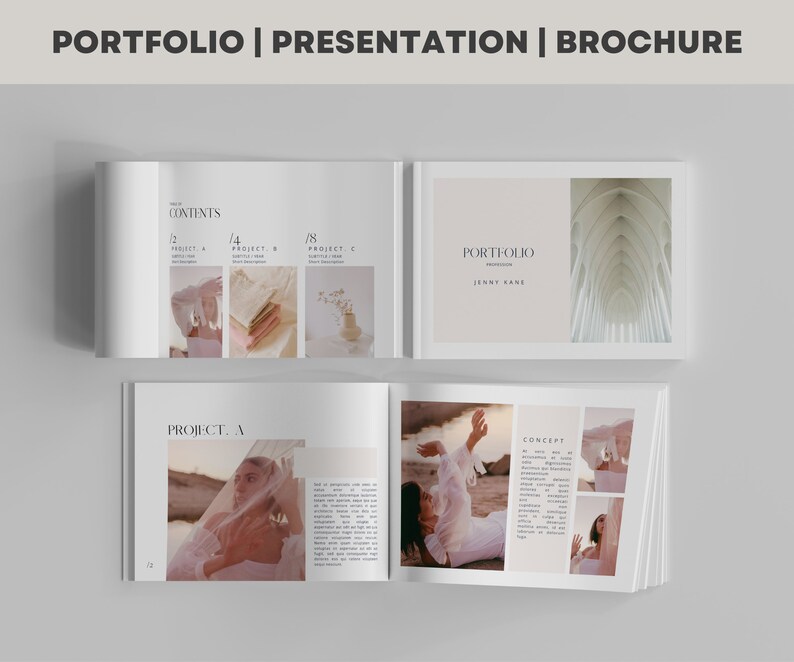 Portfolio Template | Presentation | Brochure | Modern Photo book | Editable and Printable - Two Sizes image 1