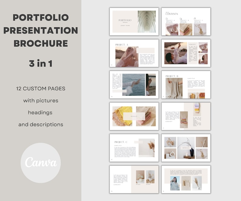 Portfolio Template | Presentation | Brochure | Modern Photo book | Editable and Printable - Two Sizes image 2