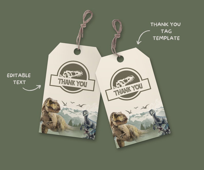 Jurassic World Thank You Tag Dinosaur Party Jurassic Park - Etsy