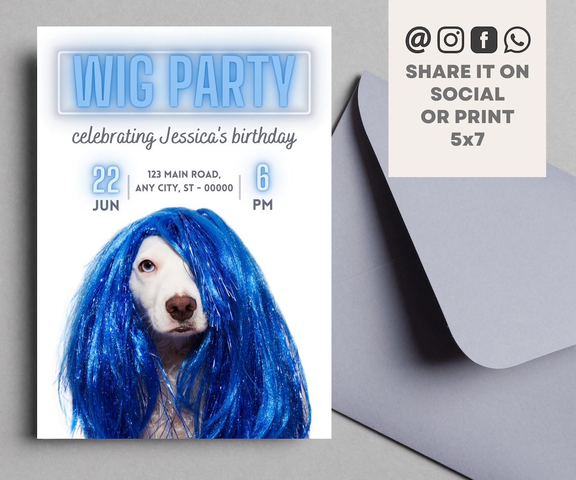 Wig Party Invitation Template Girls Night Wigging Out Etsy