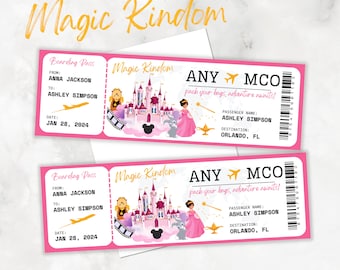 Biglietto Magic Kingdom Biglietto a sorpresa per bambini Invito al parco divertimenti al parco divertimenti - Canva stampabile modificabile