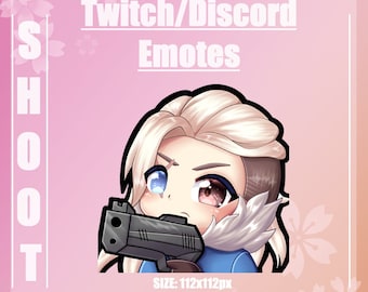 Urocza emotka Chibi Valorant Sova strzelająca z Twitcha / Discorda Streamera