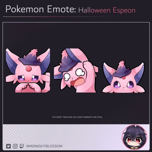 Espeon Pokemon Emote Halloween set |Twitch Discord Emotes | Twitch graphic