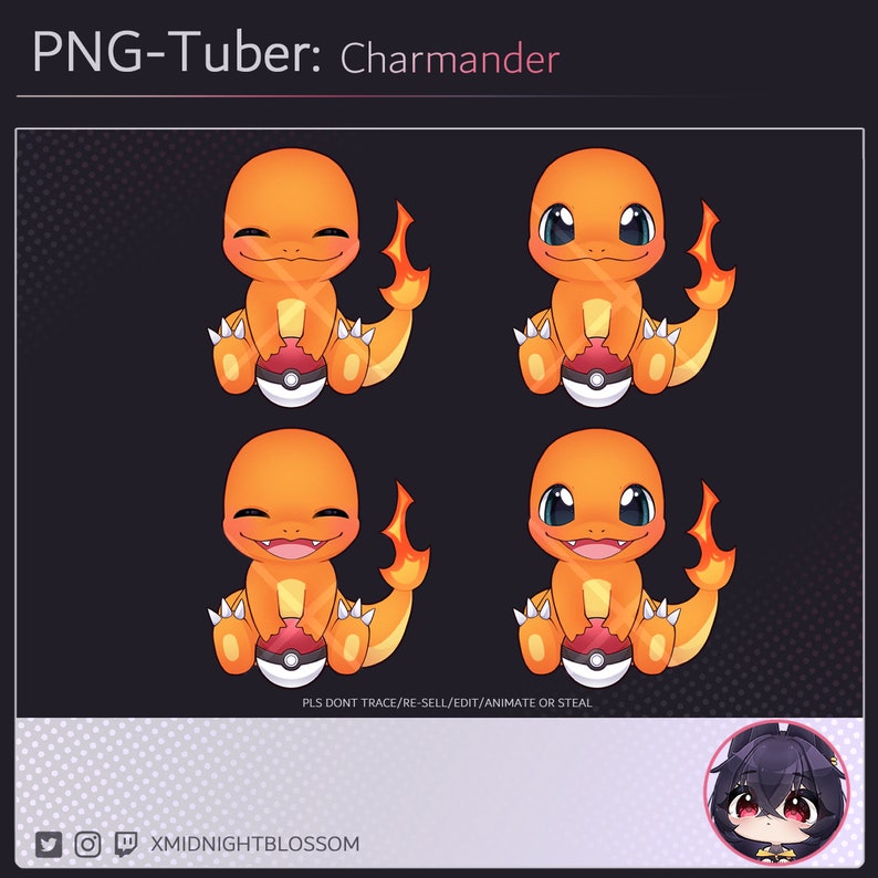 Cute Chibi Charmander | PNG Tuber | Stream Asset | Cam |reactive PNG ...