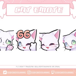 cute white cat neko emotes | Twitch Discord| Twitch graphic