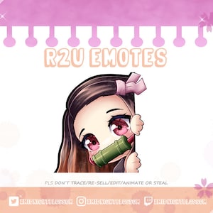 Lurk Bamboo Demon Girl | Twitch Discord Emotes | Twitch Graphic | stickers