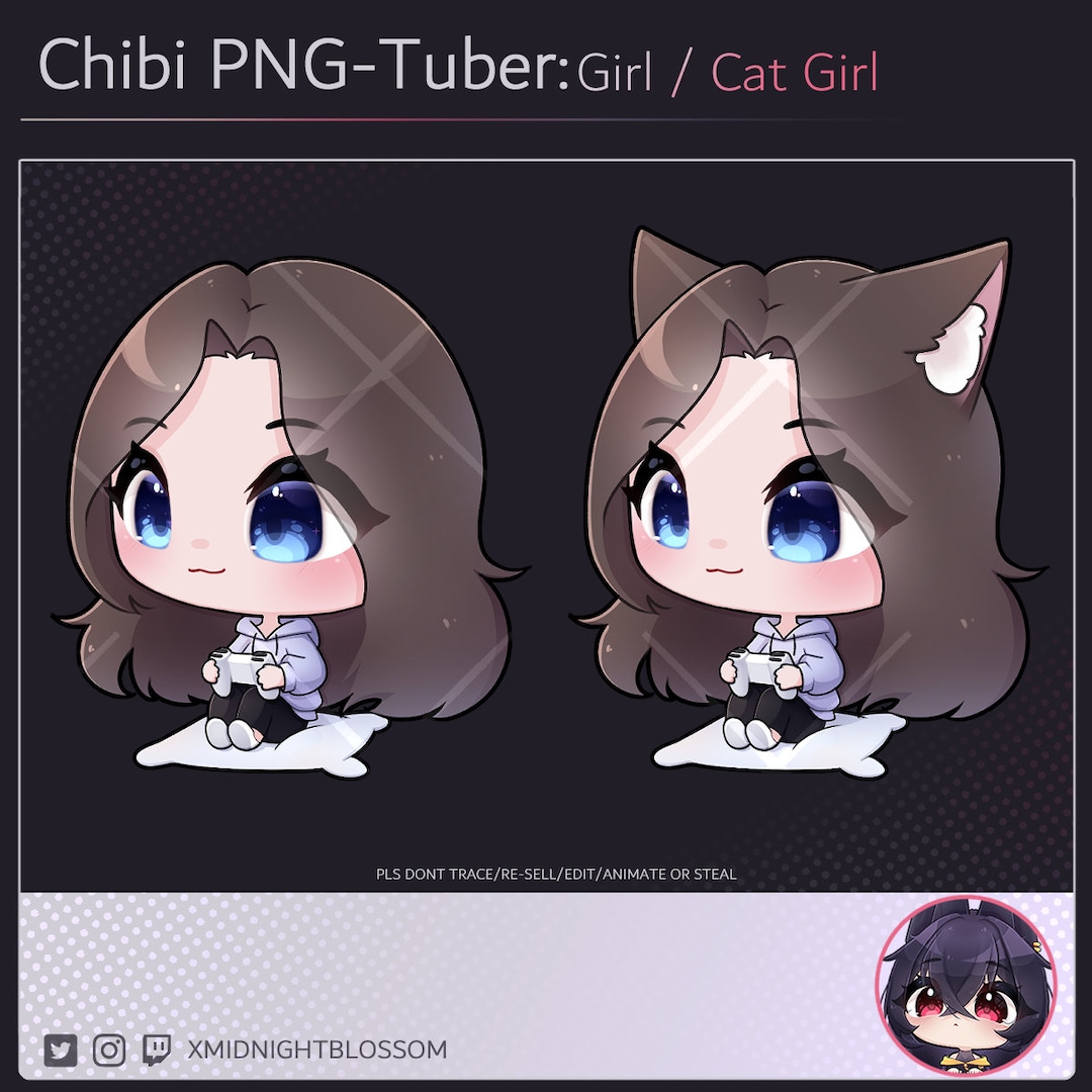 Cute Chibi Girl Brown Hair 3 Different Eyes Colors | PNG Tuber | Stream ...