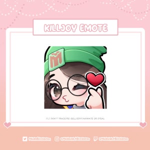 Cute Killjoy KJ &quot;love&quot; Valorant Emote |Twitch Discord Emotes | Twitch graphic | Discord stickers