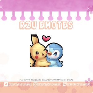 Piplup Plinfa Pikachu Cute hug hug Emote Twitch/ Discord Emote for Streamer