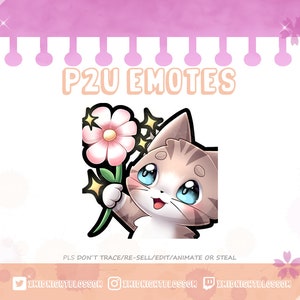 Cute Flower Bengal tiger cat neko | Twitch Discord Emote | Twitch graphic