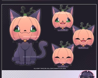 Cute Pumpkin Cat PNG Tuber Stream Asset Cam |reactive PNG