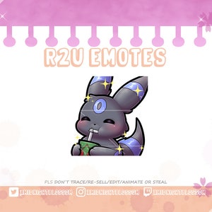 Mignon brillant Umbreon Nachtara sip trink Emote pour Twitch/Discord, Emote pour Streamer