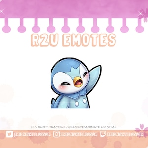Piplup Plinfa Cute Hi Wave Hey Hello Emote Twitch/ Discord Emote for Streamer