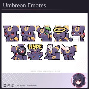 かわいいブラッキー ナフタラ エモート セット 2 | Twitch Discord エモート | Twitch グラフィック