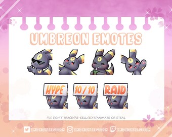 Cute Umbreon Nachtara Emote Set for Twitch/Discord, Sticker Emote for Streamer Graphic for Streamer