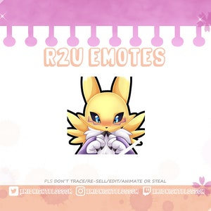Renamon Shy Shy Emote for Twitch/Discord, Sticker Emote for Streamer Graphic for Streamer
