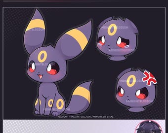 Cute Umbreon Nachtara PNG tuber with 3 Emotions | Stream asset | cam |Reactive PNG | Twitch | Youtube