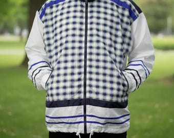 ETIREL 90er Jahre Color Block Karierte Windjacke Größe XL