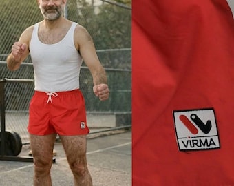 Vintage 80s Red Running Shorts Made in Italy Sportswear Size 5