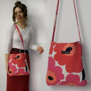 Vintage Marimekko Unikko floral Cotton Pieni Bag Made in Finland