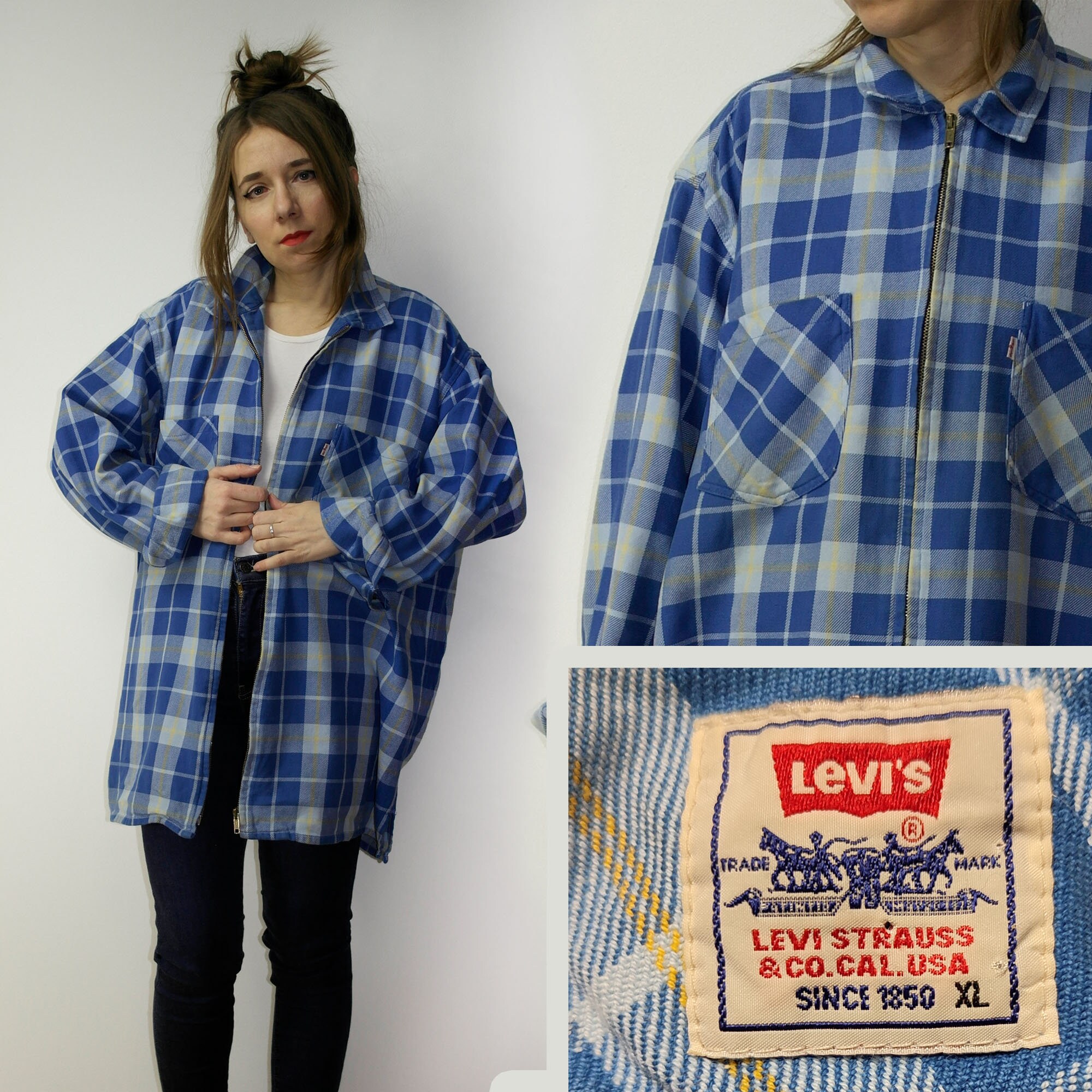 Chemise Vintage Levi's à Carreaux - Taille M - Coton Classique