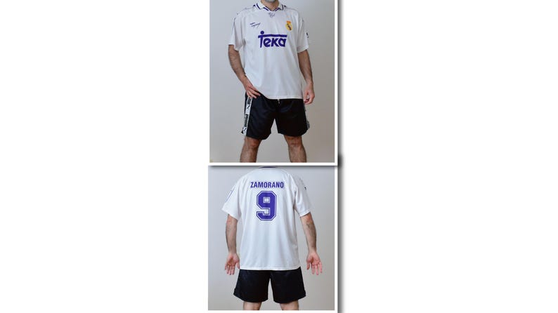 Jaren 90 vintage Real Madrid Zamorano 9 jersey Teka-tijdperk maat XL afbeelding 12