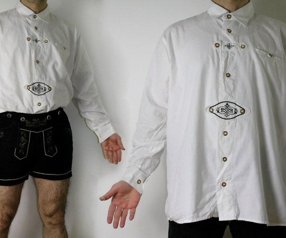 Vintage Trachten Oktoberfest Distler Cotton Shirt… - image 1