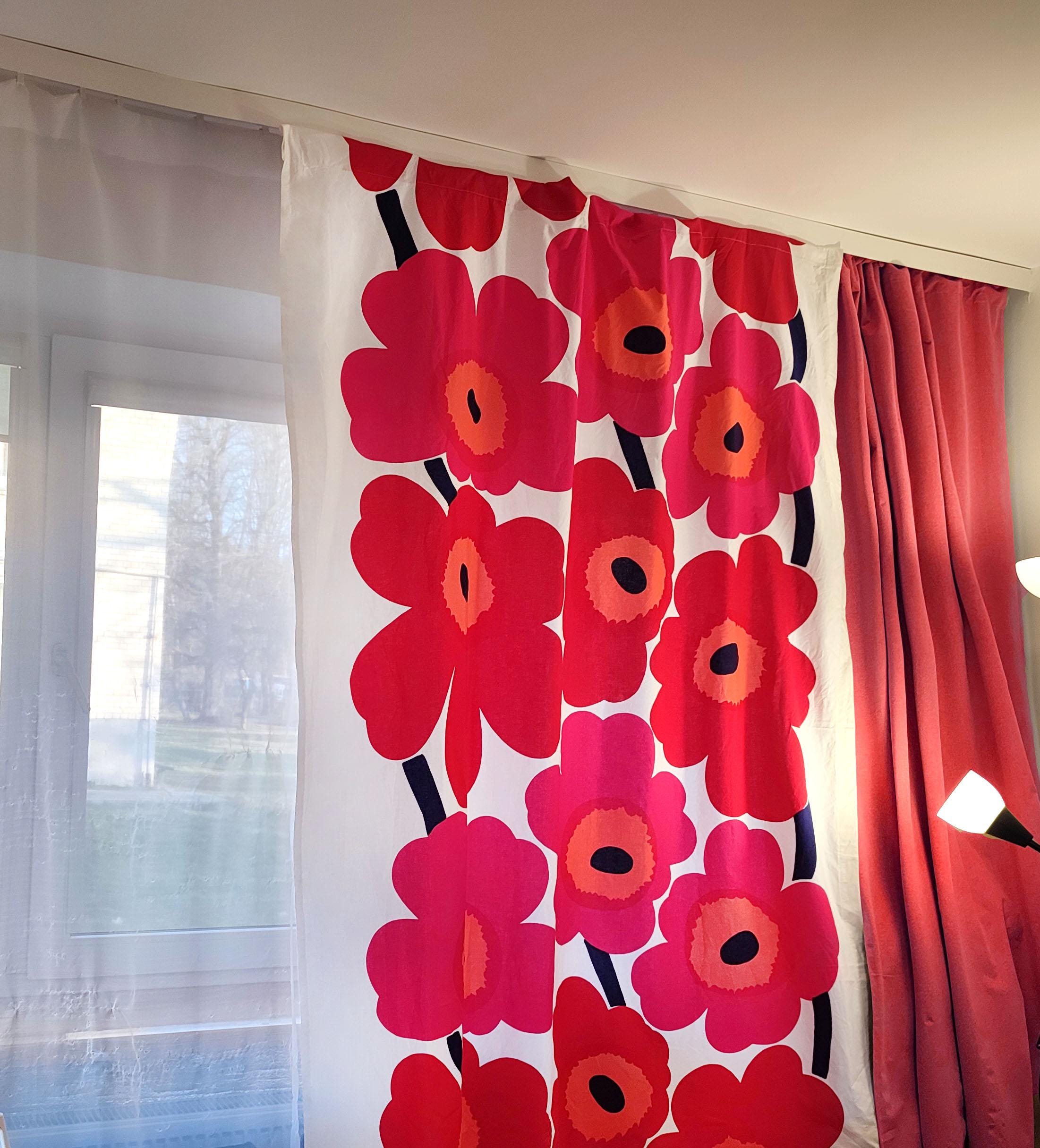 1965 MARIMEKKO UNIKKO Maija Isola Curtain / Pink Red Scandinavian