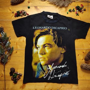 Vintage 1998 Leonardo DiCaprio Portrait Graphic Cotton T-shirt Size S