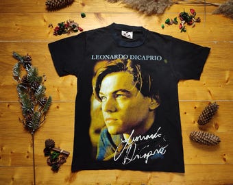 Vintage 1998 Leonardo Dicaprio Portrait Graphic Cotton T-shirt