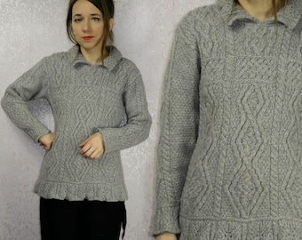 Maglione vintage in lana merino di Aran Crafts, maglione folk irlandese