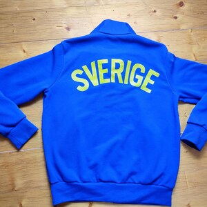80s Swedish Vintage Craft Track Jacket / Made in Sweden yellow blue Sverige tracksuit size 44