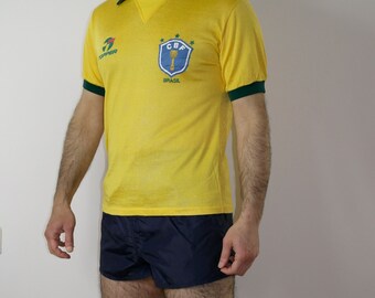Italia 90 Home JERSEY TOPPER BRAZIL 80s Football Shirt