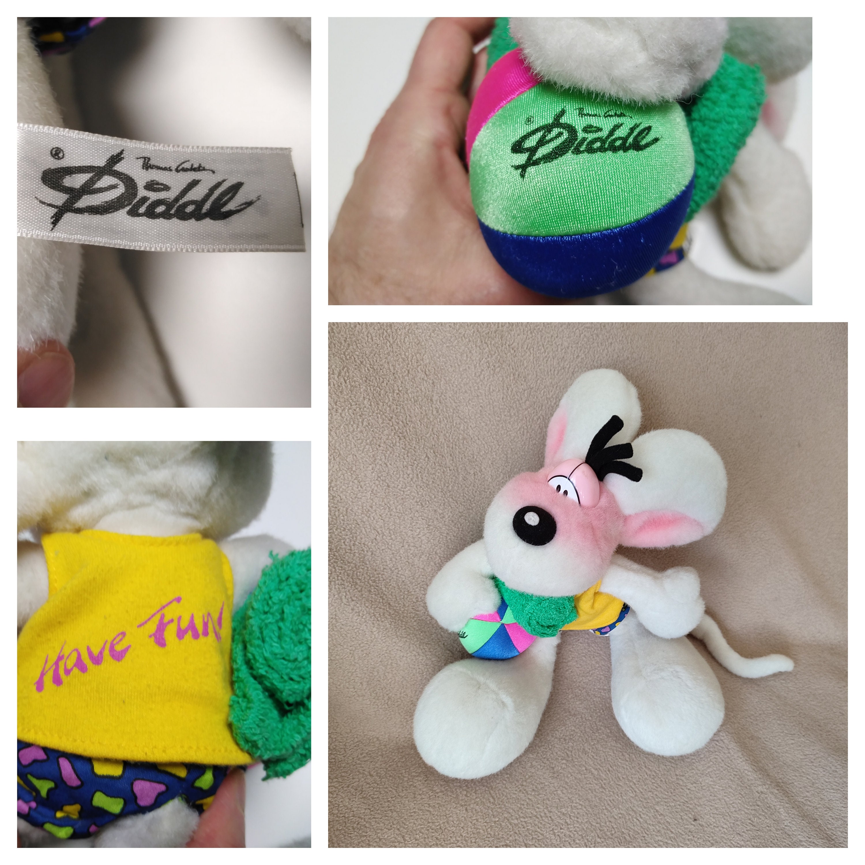 90s German Vintage Diddl Mouse Plush Thomas Goletz Soft Stuffed