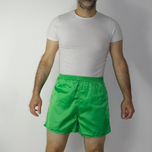 80s Vintage Shiny Green Shorts Sportswear training sports  Retro Running Shorts size 6