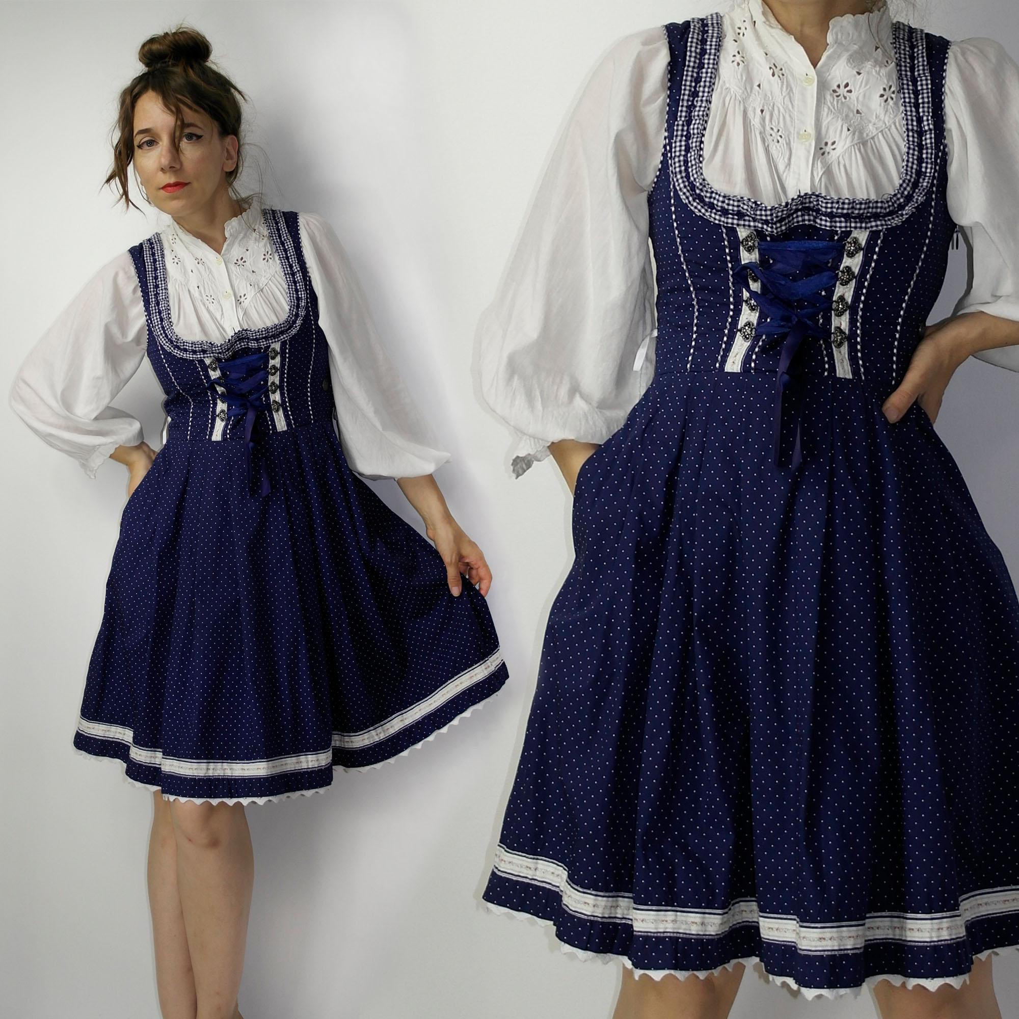 Dirndl Damen Komplettset Samt - Oktoberfest Trachtenkleid Mit Schürze Große Größen