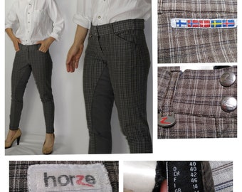 Horze Equestrian Horse Riding Vintage Plaid Pants Breeches Size D 40 USA M