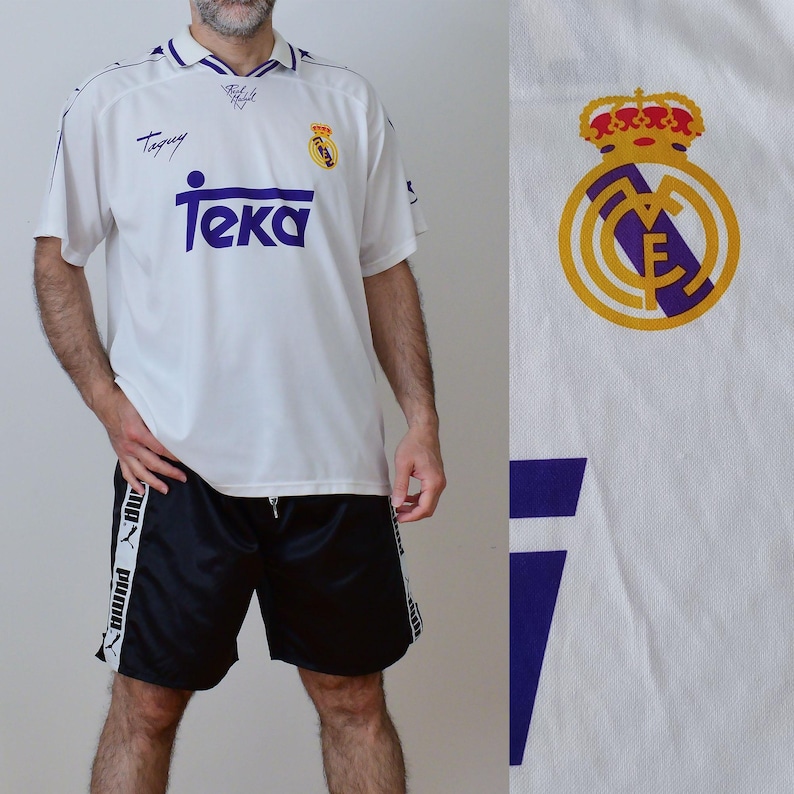 Jaren 90 vintage Real Madrid Zamorano 9 jersey Teka-tijdperk maat XL afbeelding 1