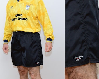 Vintage Reebok Nylon Running Shorts Black 80s Sportswear XL