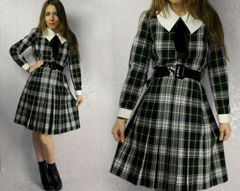 Vintage Lolita dress Swedish Old School Lolita wool Baby doll Dress size 38