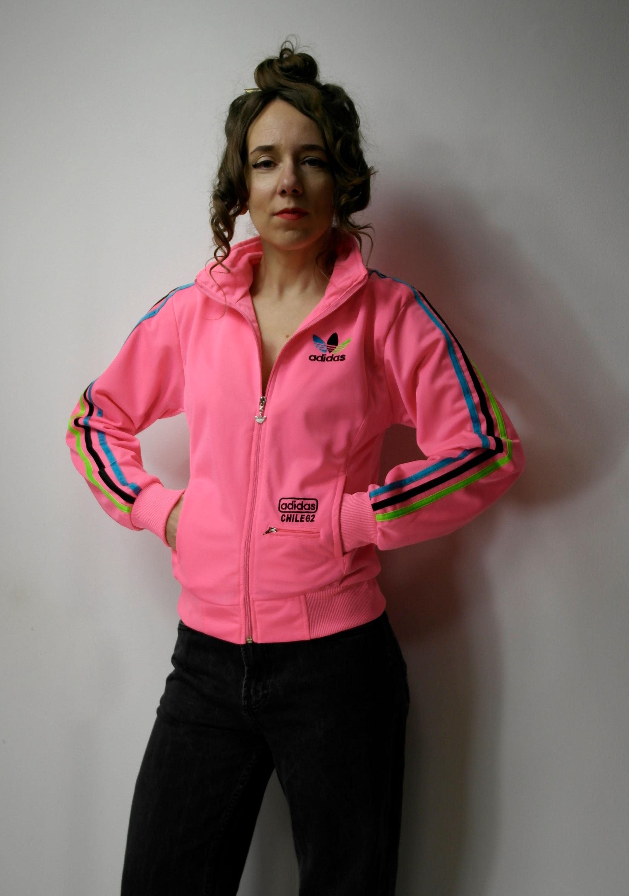 Adidas Chile 62 Big Trefoil Tracksuit / Vintage Zip up Neon